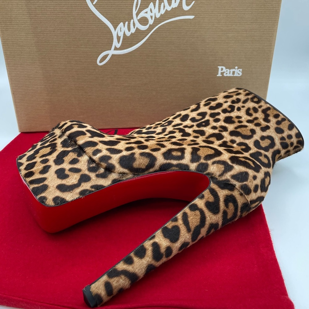 Christian Louboutin Fierce Leopard Pony Jaguar Platform Boots US 5 EU 35.5